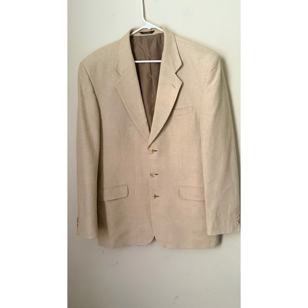 Emilio Bruzzi 42R Beige Linen Blazer Men's Sport Coat Made in Republic S Africa